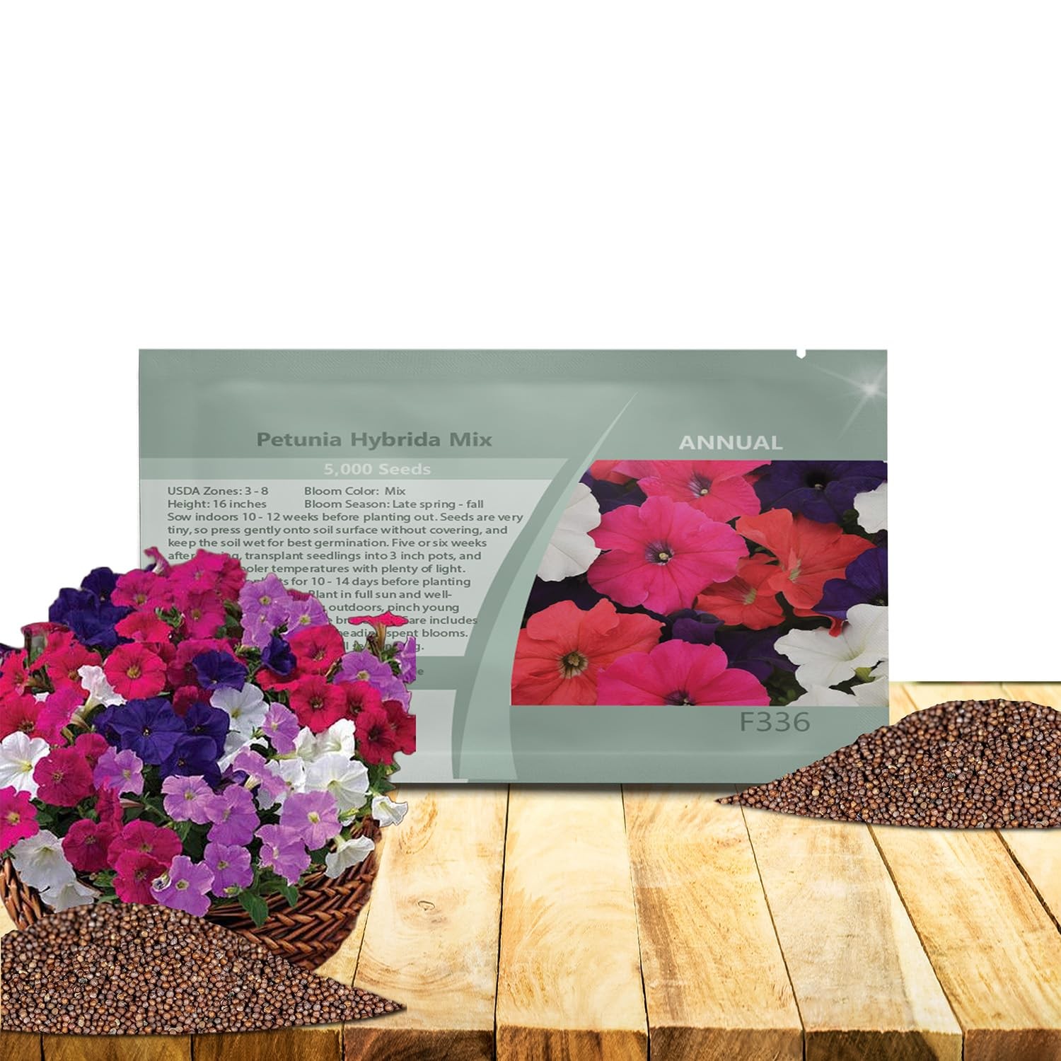 Hybrida Mix Petunia Seeds – 5000 Pcs. Annual, Compact & Versatile Flower Seed…