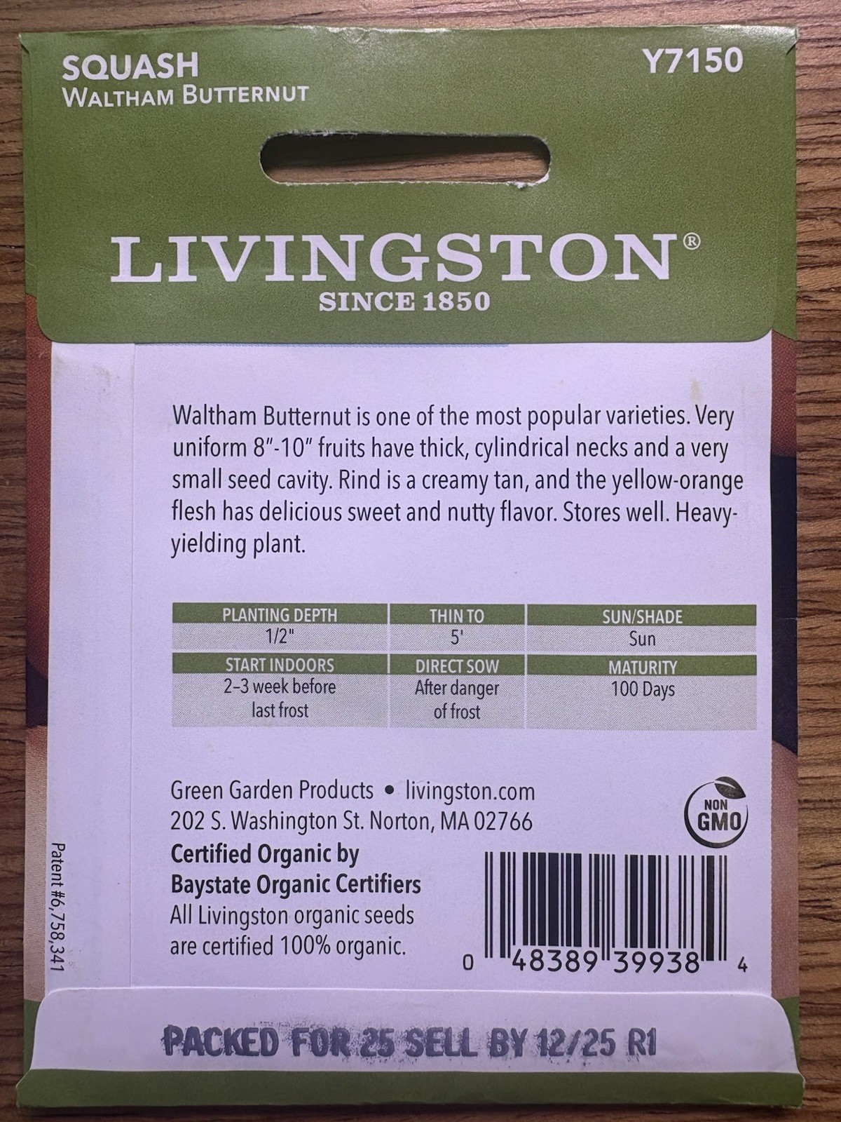 5 PACK Livingston Seed Company Waltham Butternut Organic Non-GMO Squash Seeds
