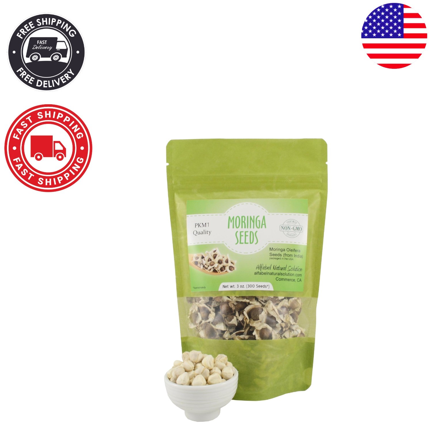 Non-GMO Moringa Oleifera Seeds – Fresh 3oz Resealable Pouch for Wellness