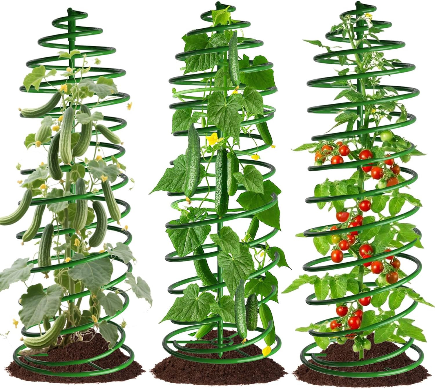 3 Pack Tomato Cages for Garden Plant Support 42″ Stakes Metal Tower for Climbing