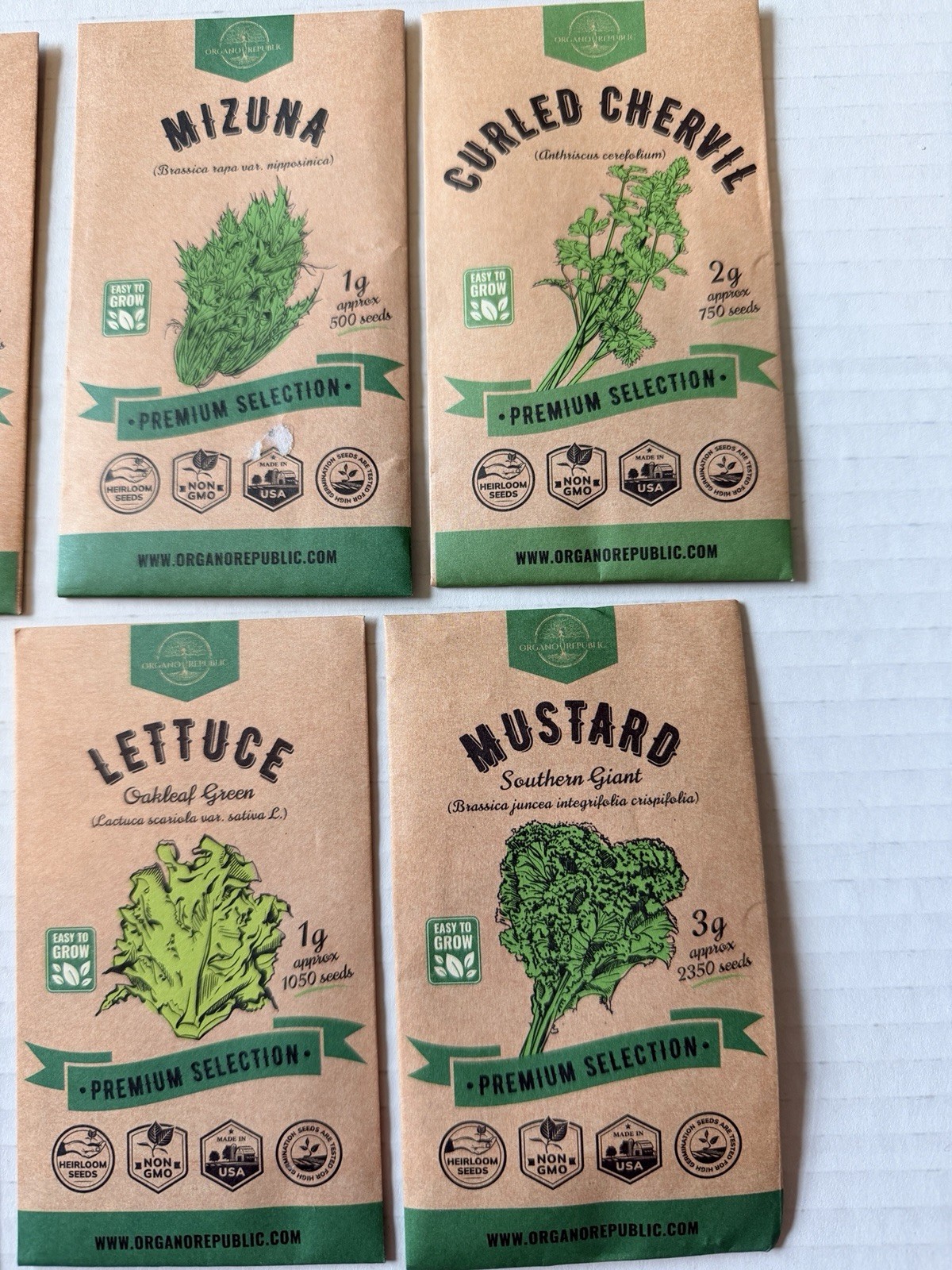Lot Of 10 Heirloom Non-GMO Made In USA Greens Spring Mix Arugula Lettuce Kale