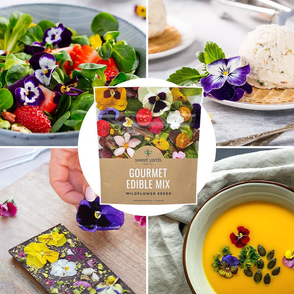 Wildflower Seeds Edible Flowers Mix – 1 Ounce Over 7,000 Open Pollinated Annual