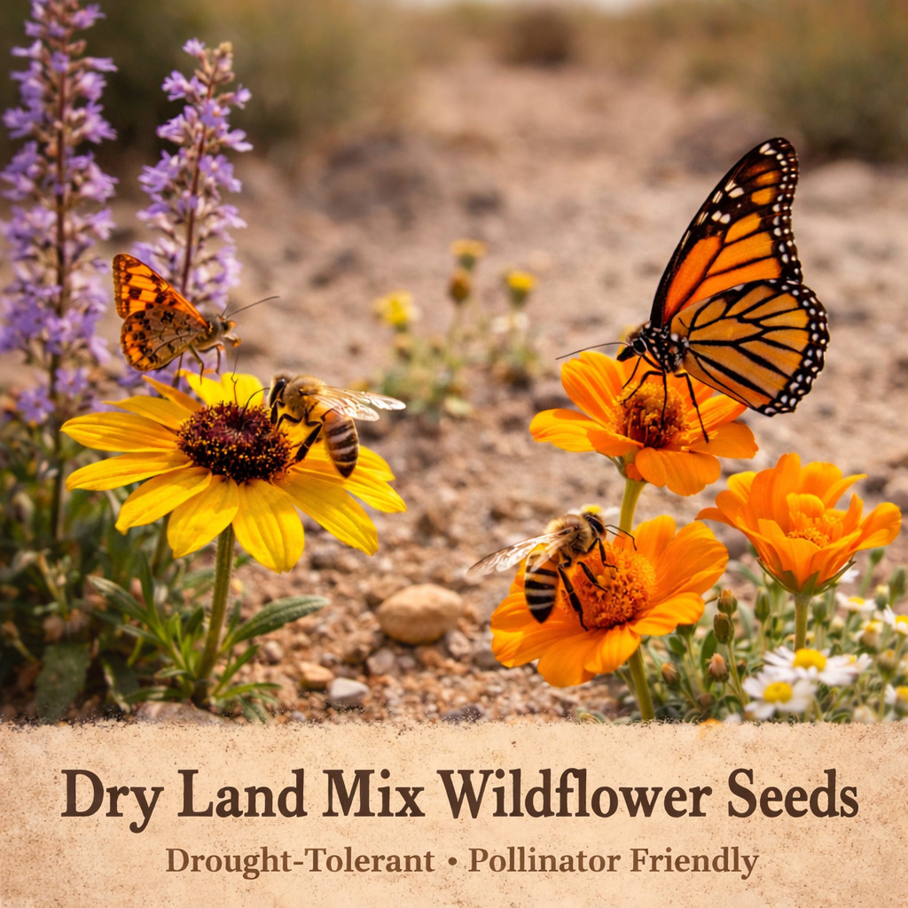 Dry Land Mix Wildflower Seeds – Drought-Tolerant Heirloom Blooms 1000 seeds