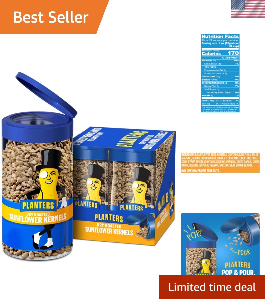 Travel-Friendly Pop & Pour Sunflower Seeds – 5.85oz Jars | Ideal Road Trip Snack