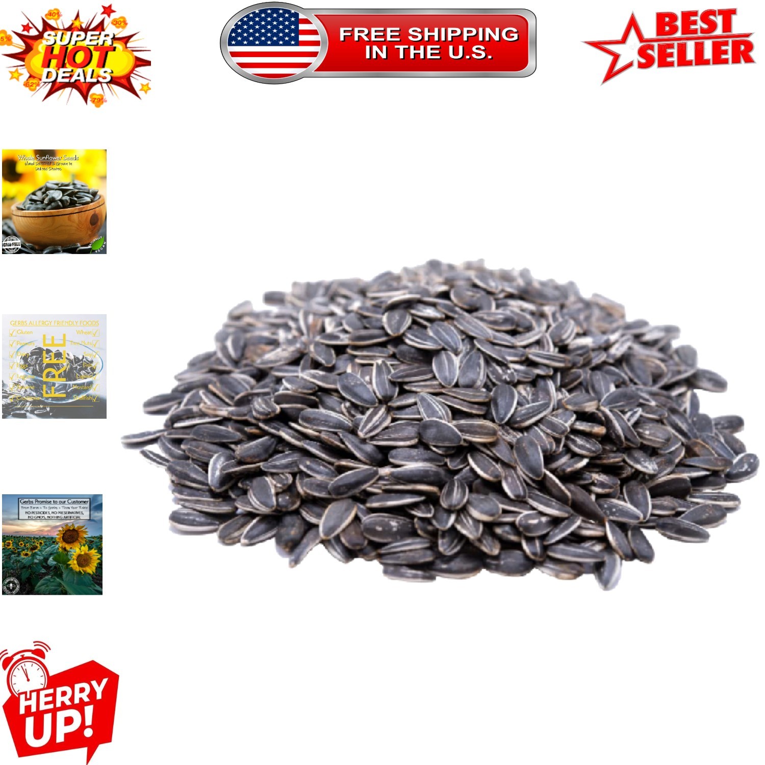 2 lbs. Resealable Bag of Raw In-Shell Sunflower Seeds – No Additives, Pure Taste