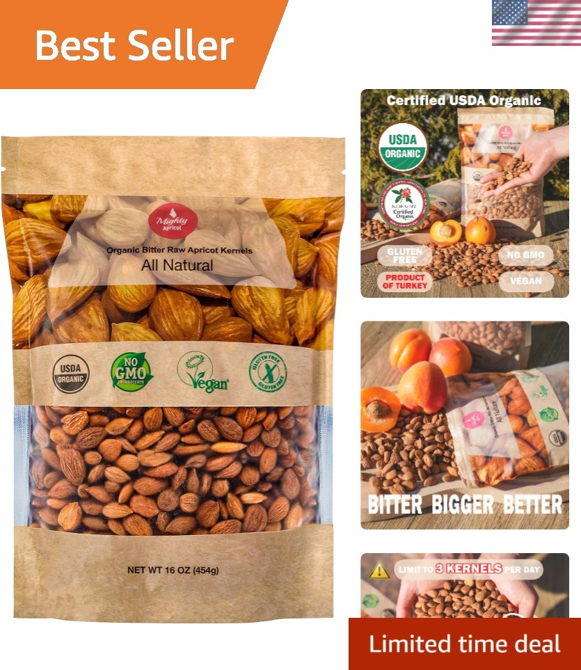 16 Oz Organic Bitter Apricot Seeds | Non-GMO, Raw, Resalable for Freshness