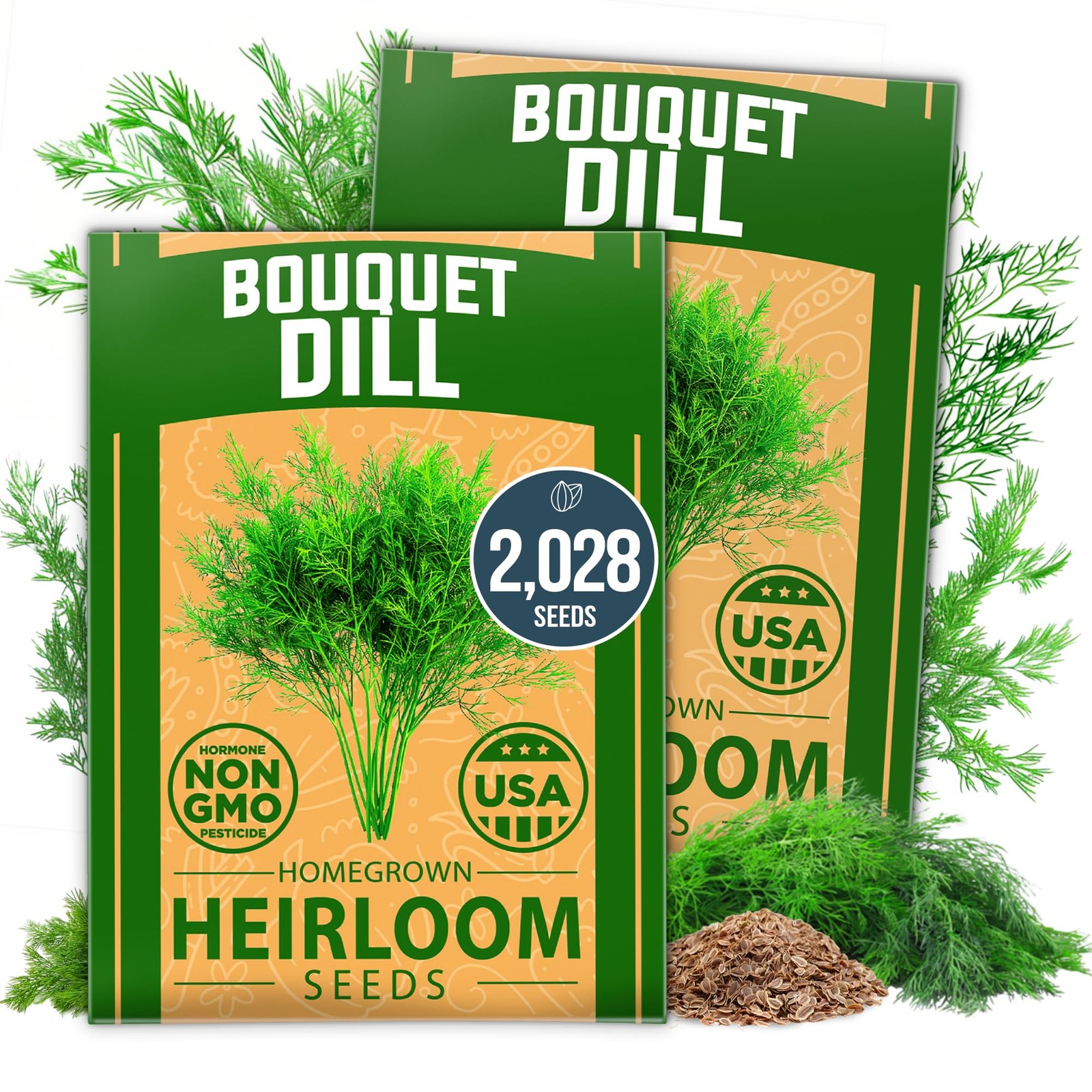 HOME GROWN Dill Seeds 2 Pack Anethum Graveolens 2028 NonGMO Heirloom Herb Se…
