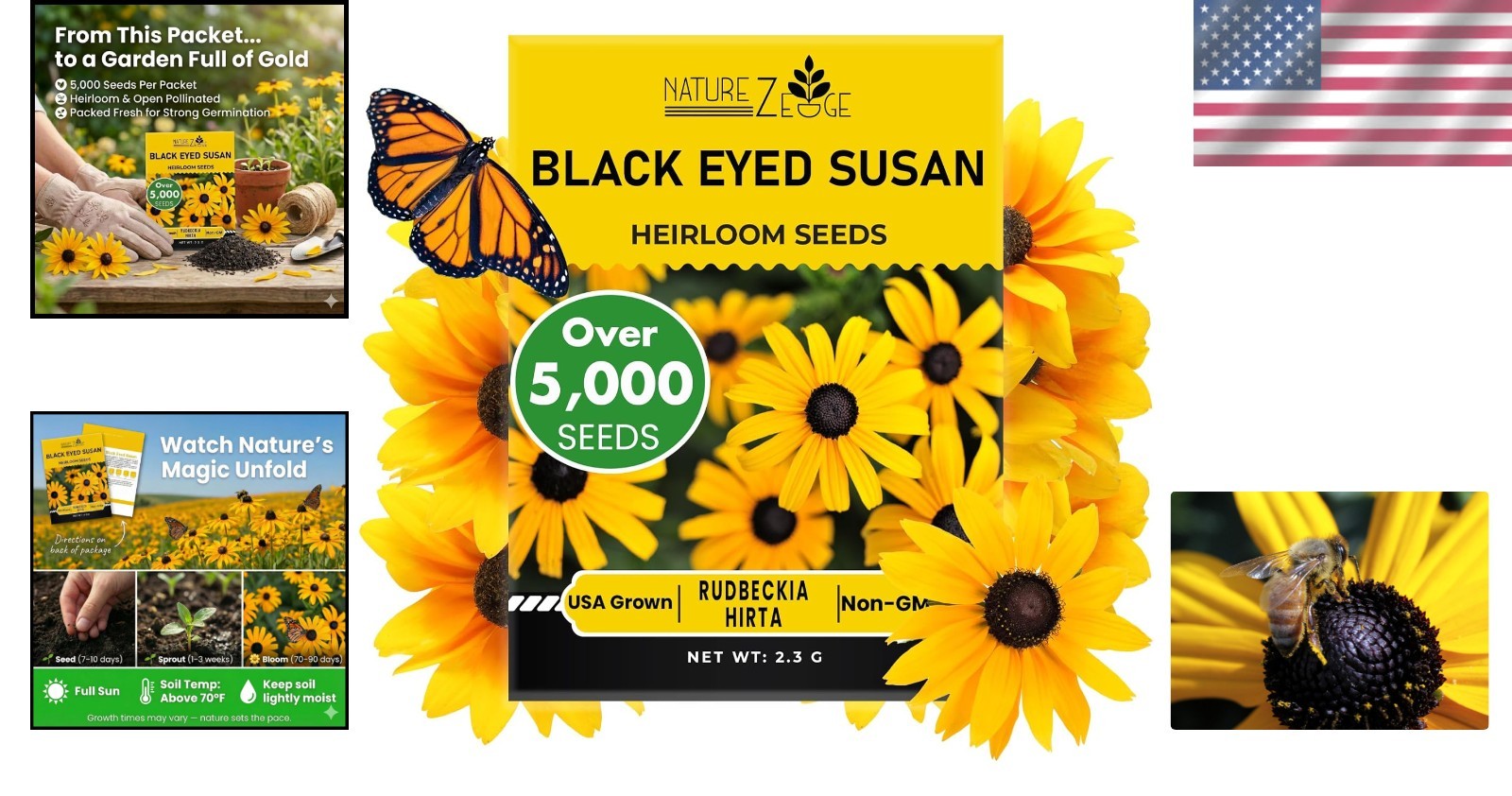 High Germination Black Eyed Susan Seeds – 5000 Heirloom Seeds for Your Garden