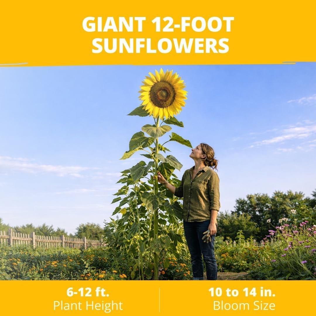 Giant Mammoth Sunflower Seeds 520+ Heirloom Non-GMO Pack for Planting Garden