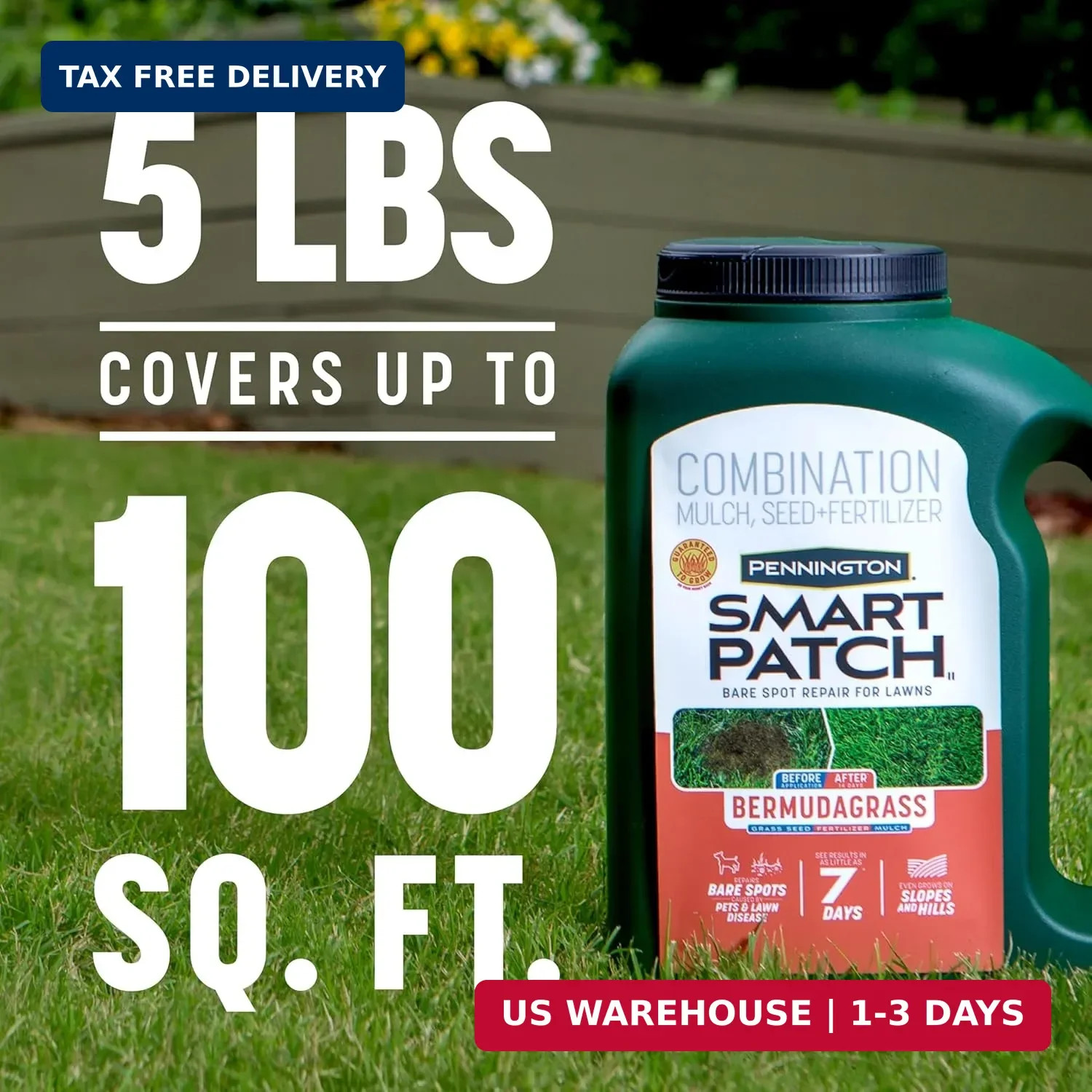 Pennington Smart Patch Bermuda Grass Seed, 5 lb Jug