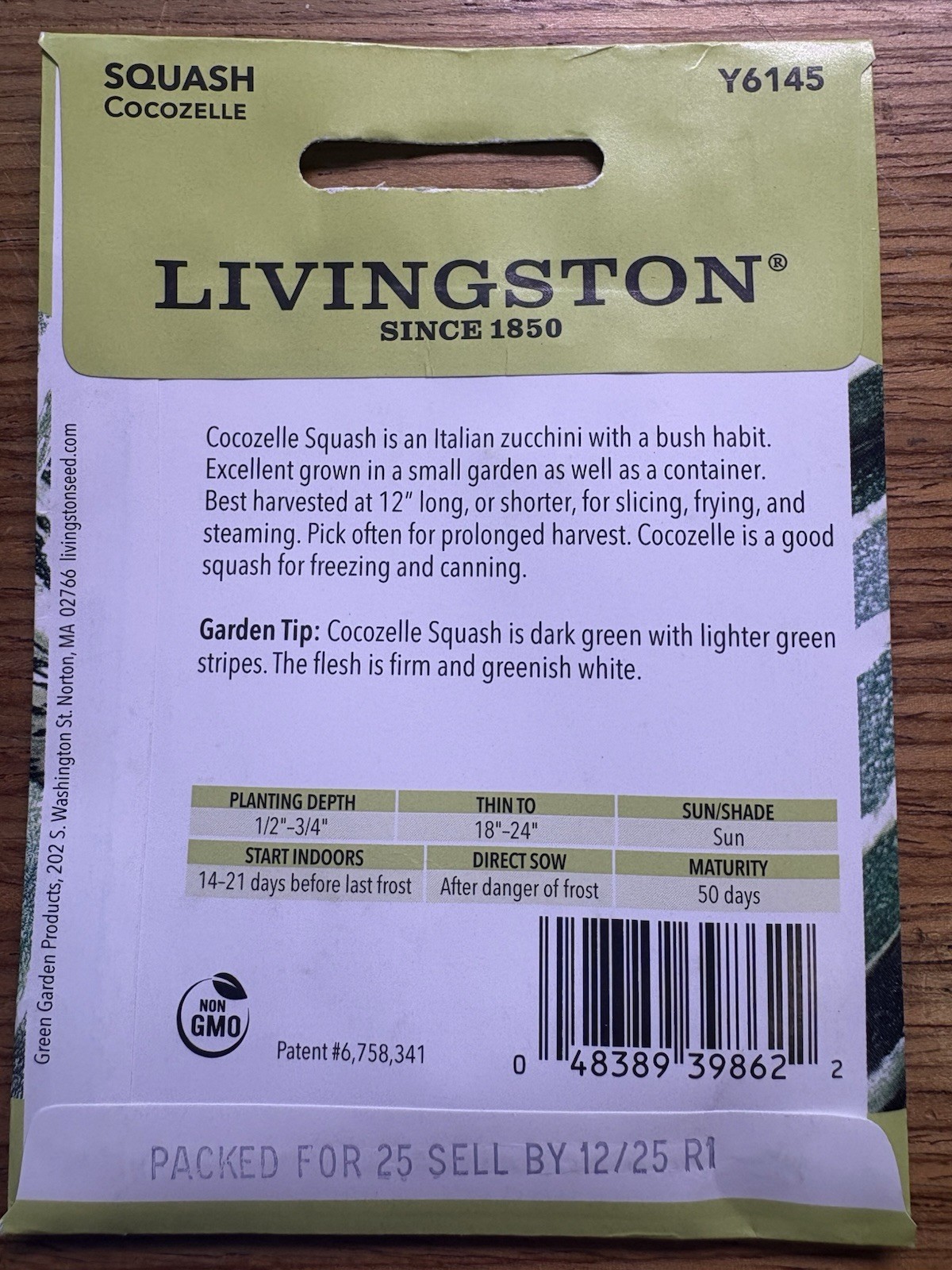 10 PACK BUNDLE Livingston Seed Company Squash Cocozelle Non-GMO Heirloom Seeds