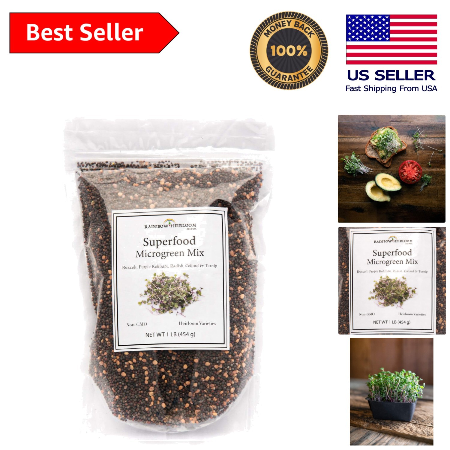 Heirloom Non-GMO Microgreen Seeds Mix – Vibrant Salad Blend for Easy Growing