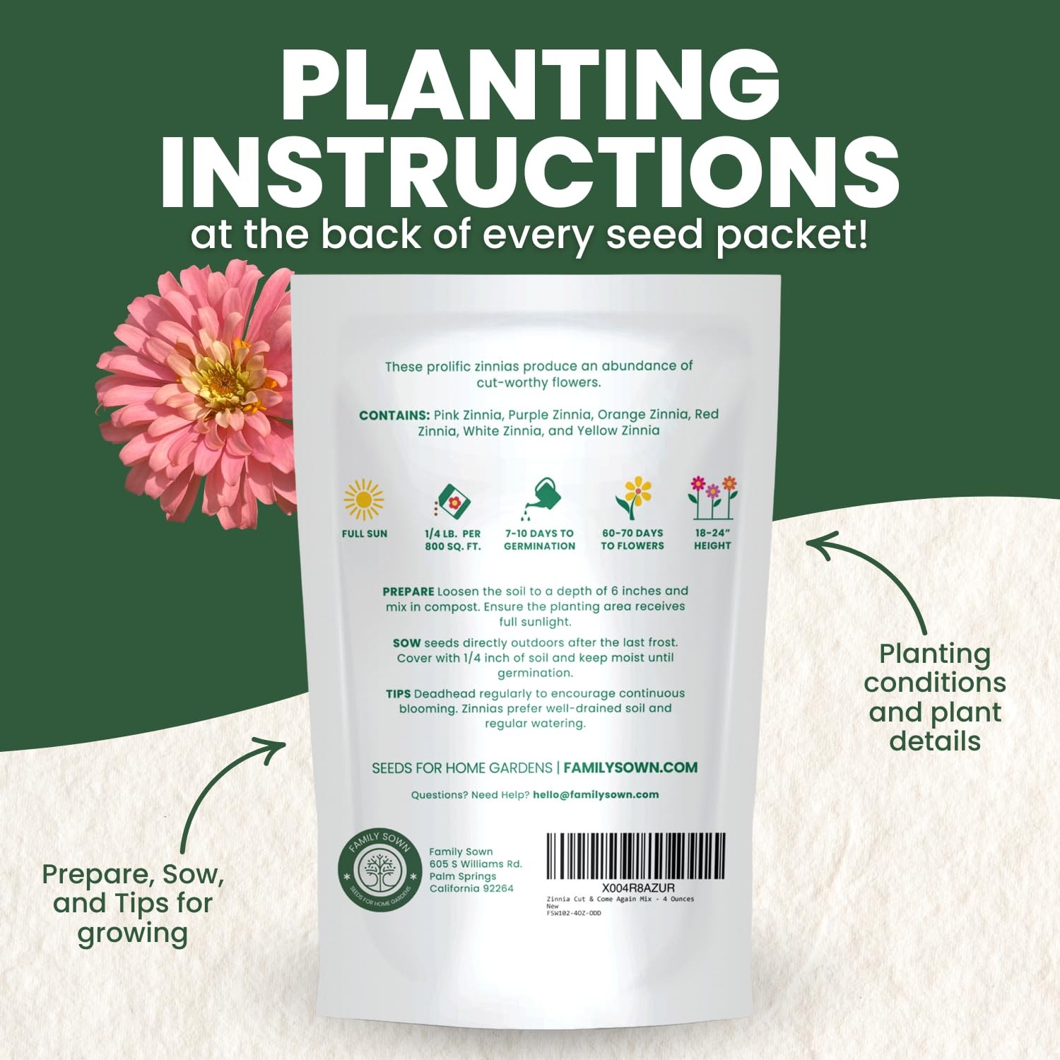 Zinnia Seeds for Planting – 16,000 Count – 4 Ounce Pouch for Gardens