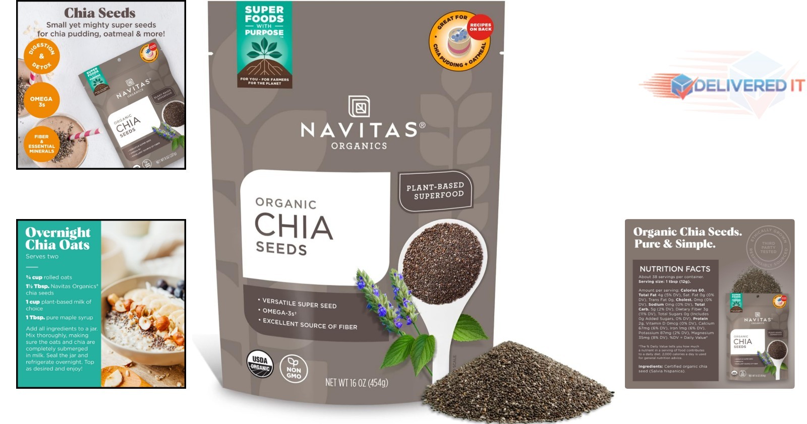 Chia Seeds Organic 16oz Superfood for Smoothies Baking Salads Keto