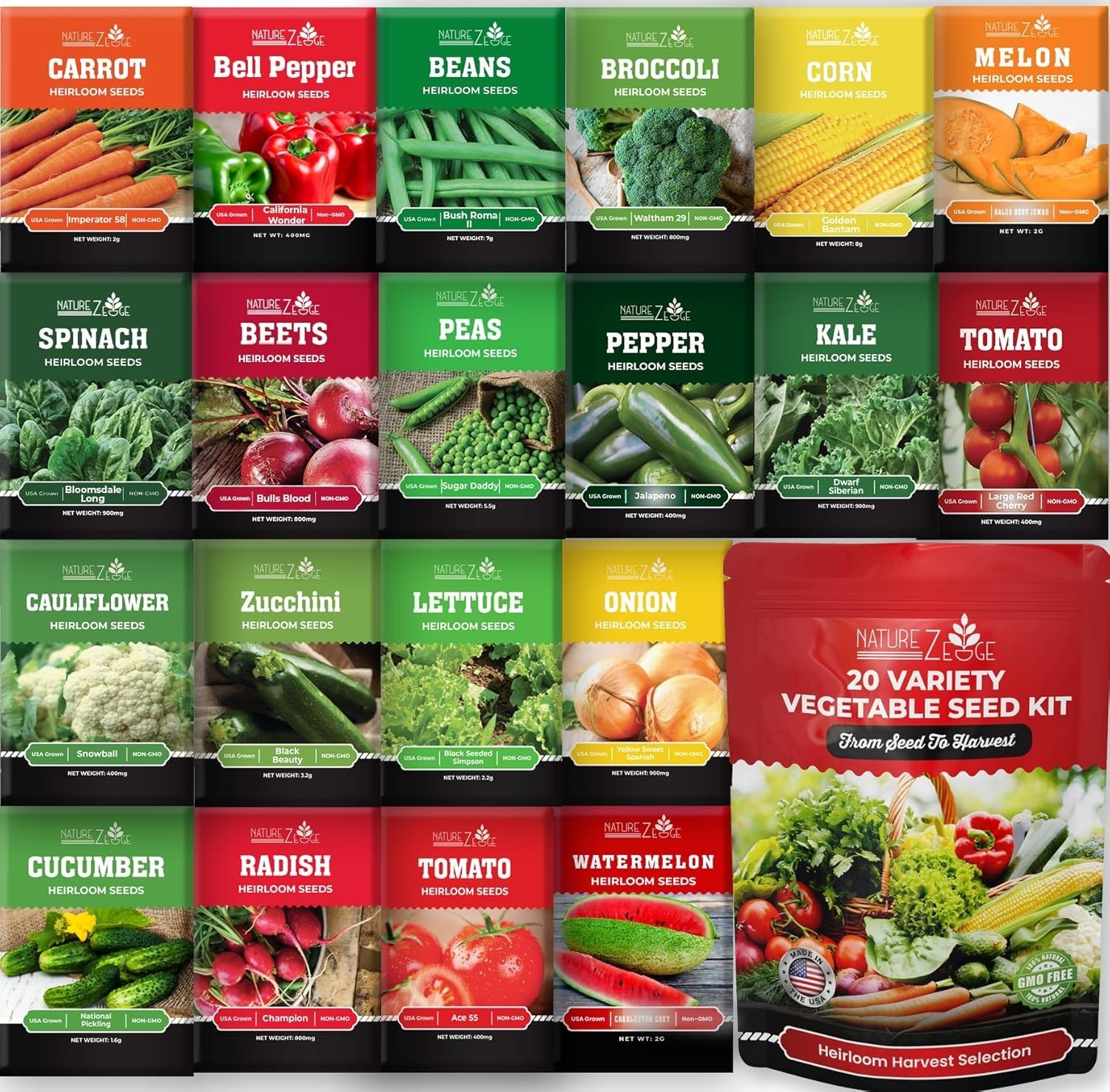Winter-Ready Heirloom Vegetable Seeds – Diverse 20 Pack for Outdoor Cultivation
