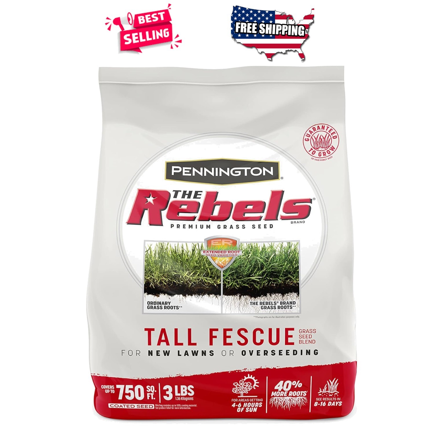 Tall Fescue Grass Seed Mix 3 lb Turf Lawn Sun Shade Drought Tolerant