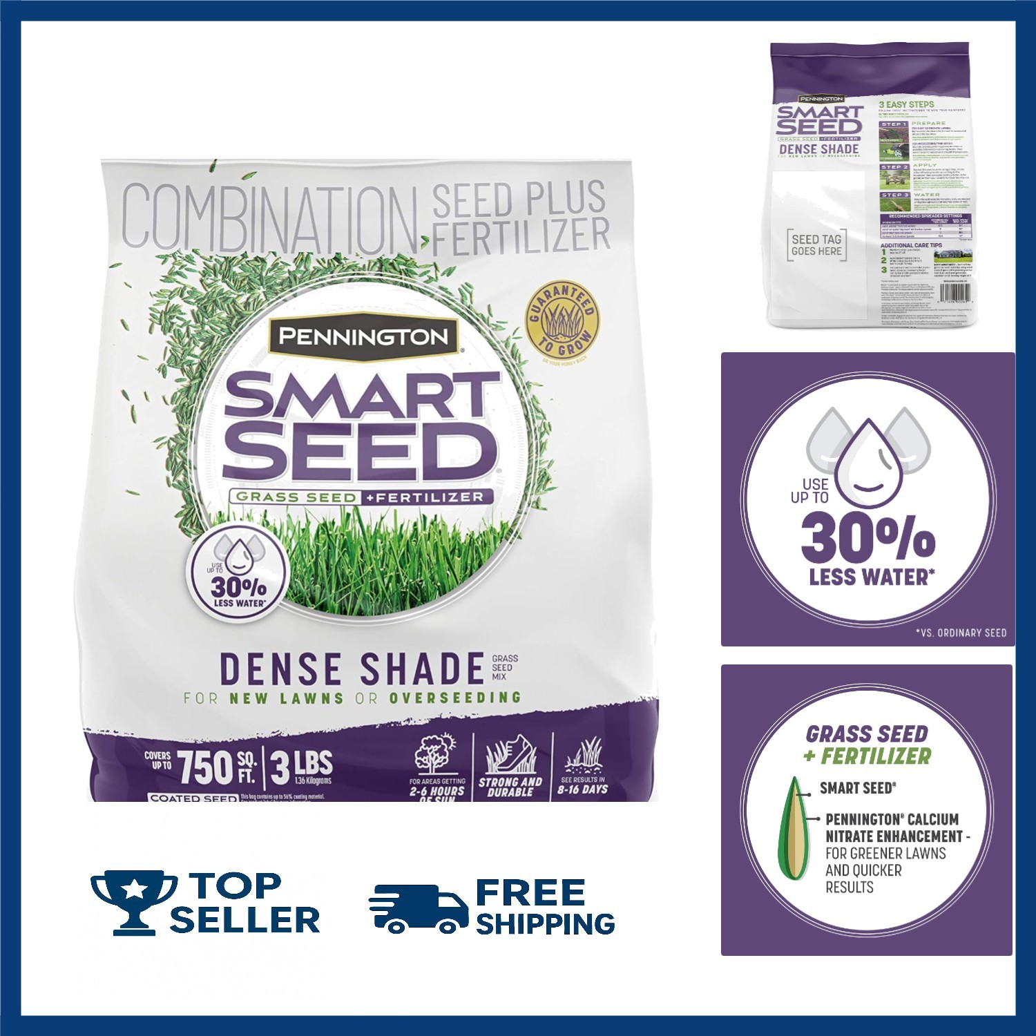 Smart Seed Dense Shade Grass Mix 3 lb