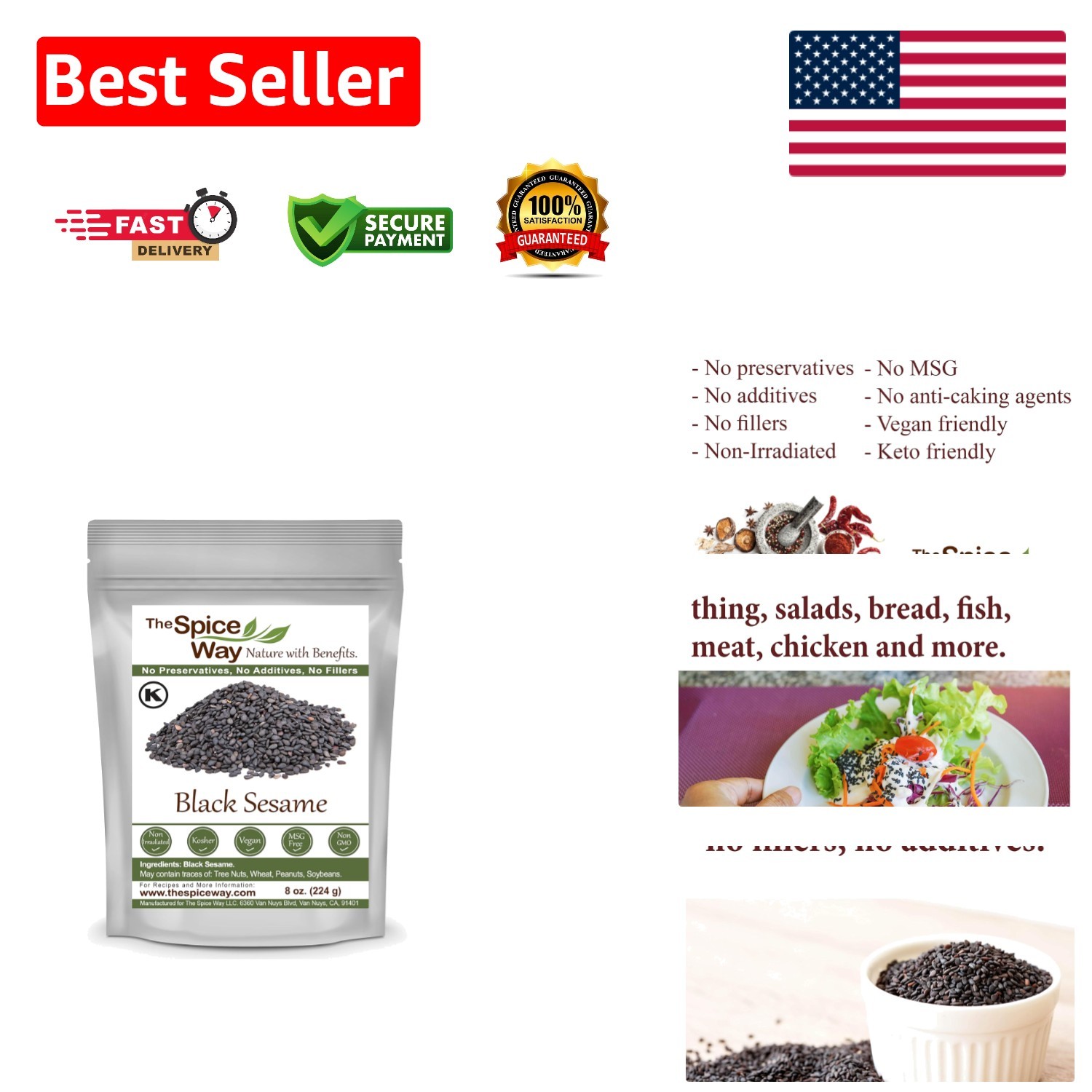 Pure Black Sesame Seeds – 8 oz, & Keto Friendly for Flavorful Meals