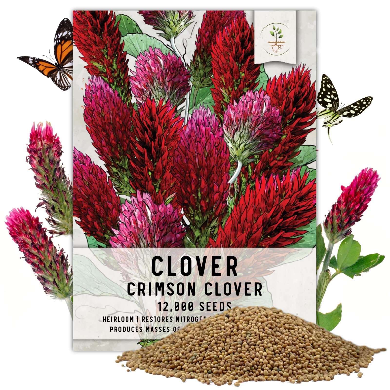 Crimson Clover Seeds – 12,000 Bulk Pack for Ground Cover & Soil Improvement