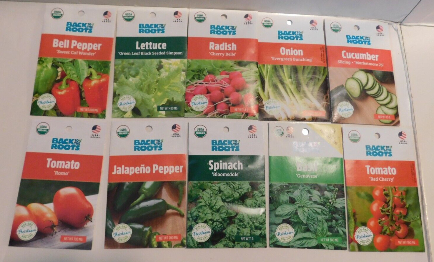 Back to the Roots Variety 10 Pack Non GMO Organic Seeds Brand NEW