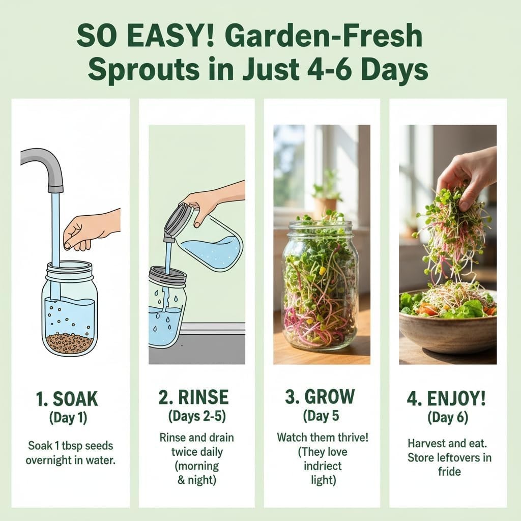 1lb Broccoli Sprouting Seeds Mix Non-GMO – Chemical Free Microgreens Jar Bulk