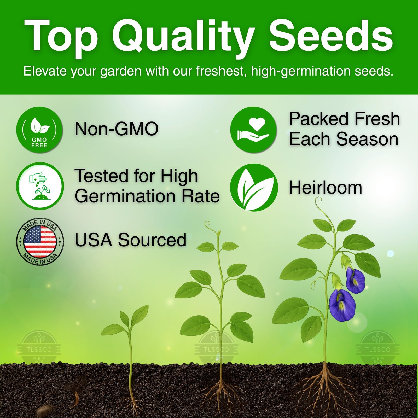 50+ Butterfly Pea Flower Seeds for Planting, Non-GMO Flower Seeds, Blue Butte…