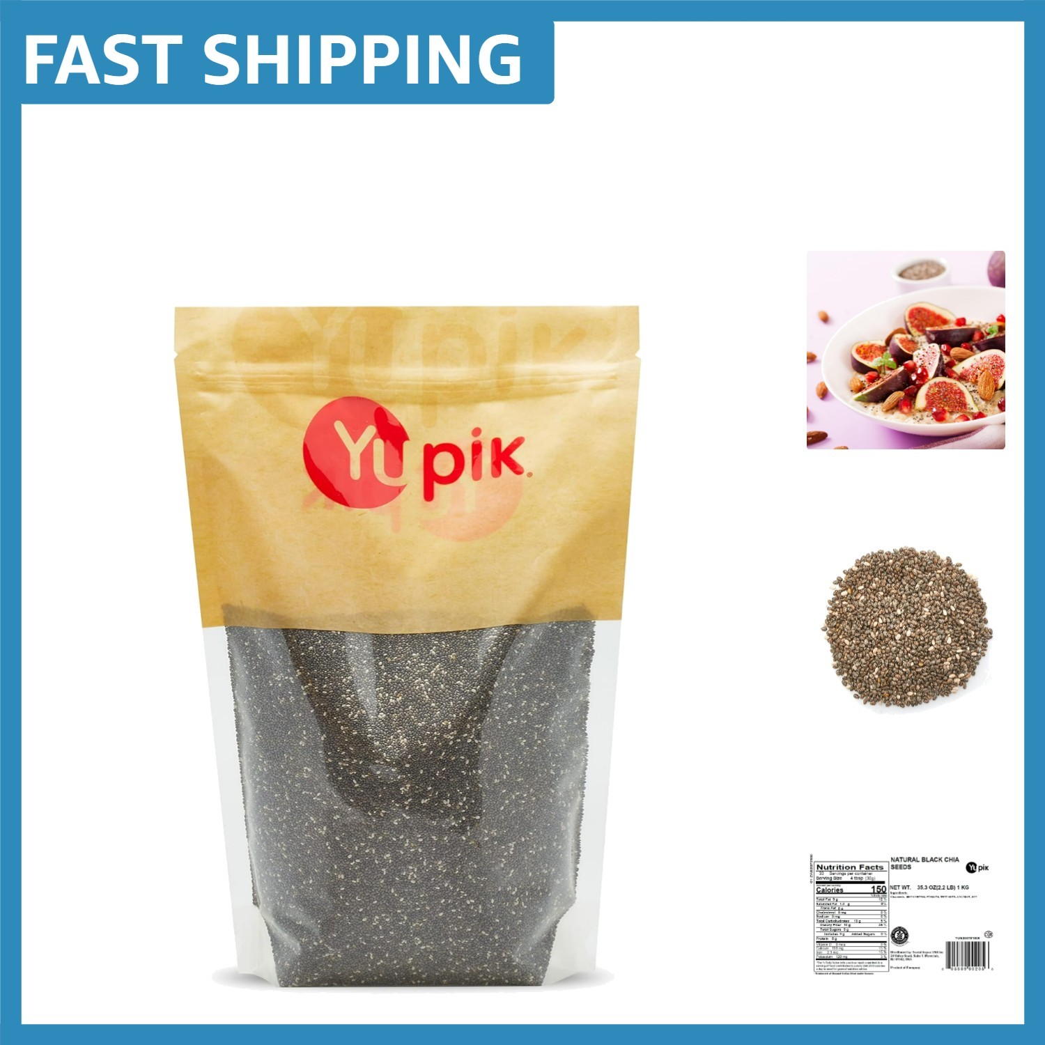 Raw Black Chia Seeds, 2.2 lb – Gluten-Free, Superfood for Smoothies