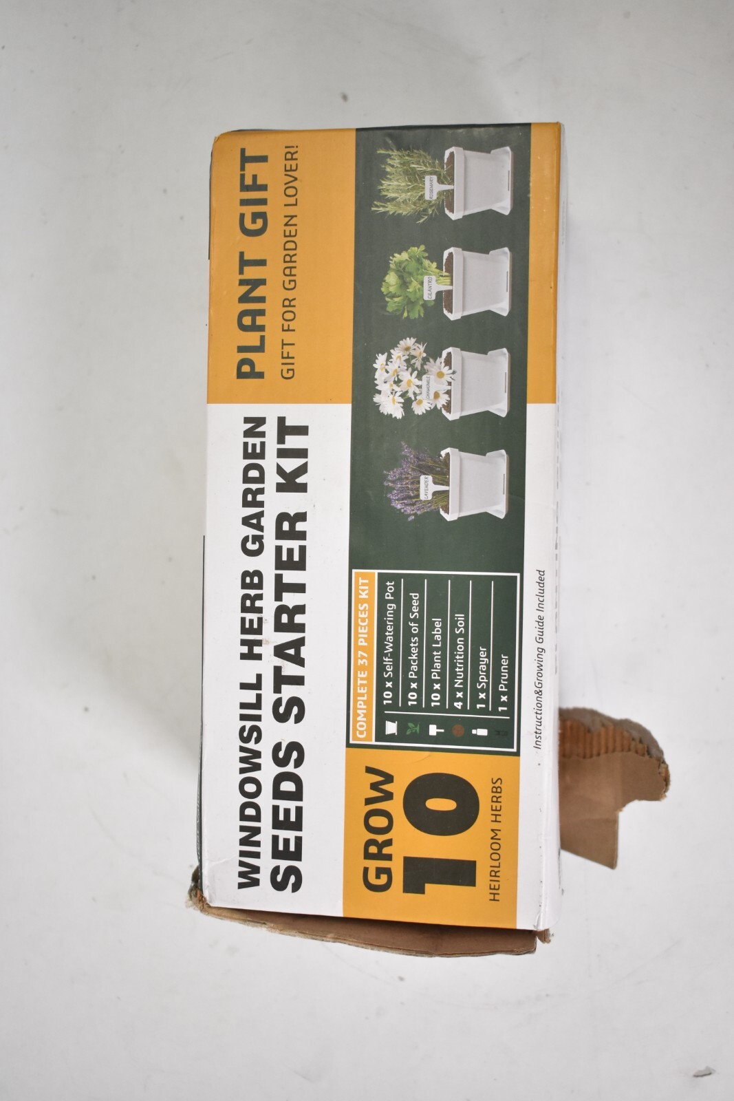 Meekear Herb Grow Fight Windowsill Seeds Starter Set 10 Pack White Pots Soil