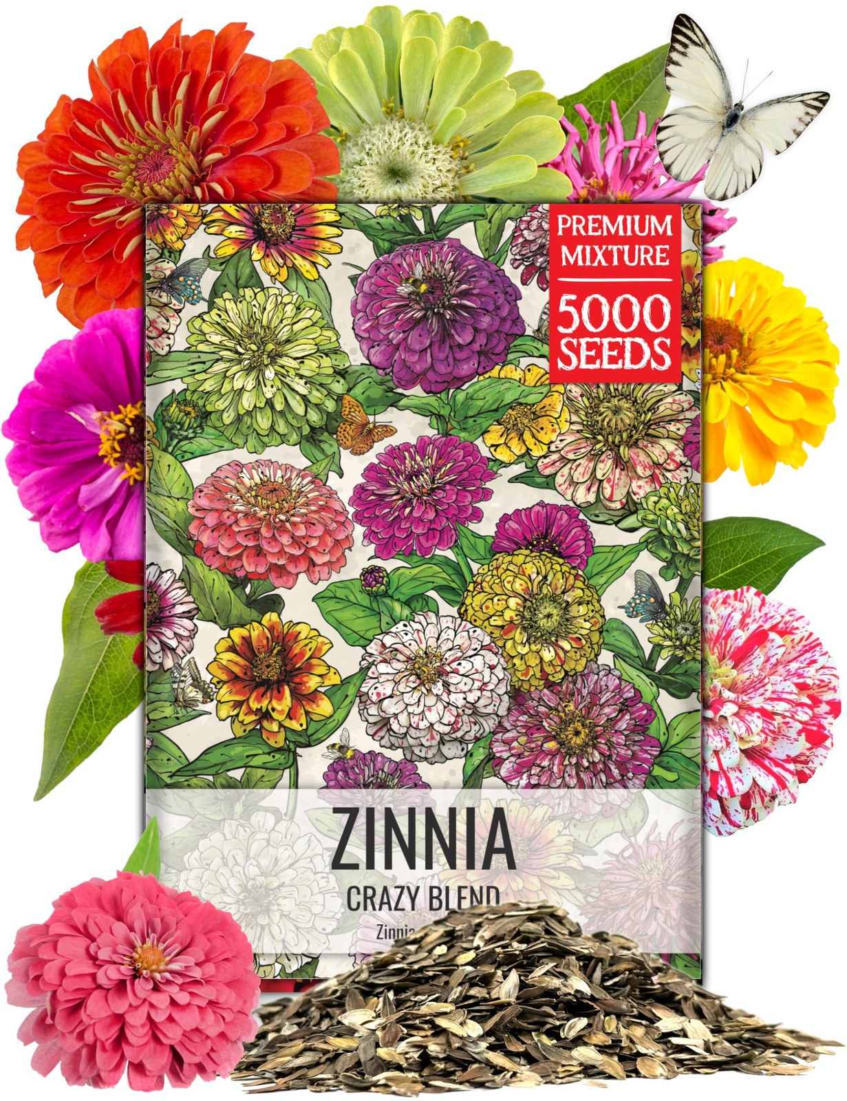 Crazy Zinnia Seeds 15+ Varieties Specialty Blend | 5,000+ Seeds Zinnia Elegan…
