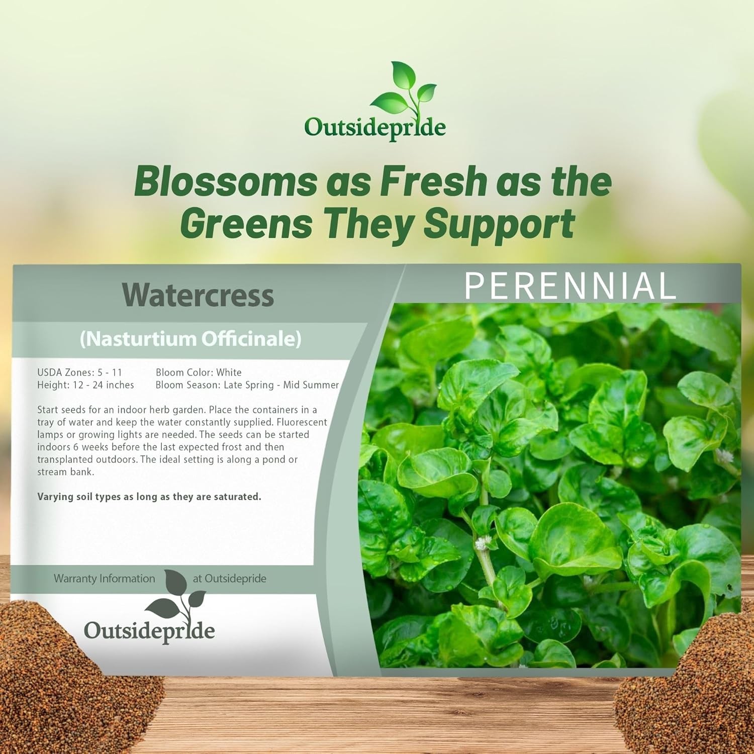 5000 Seeds Watercress Seeds – Nasturtium Officinale Herb Plant Seed