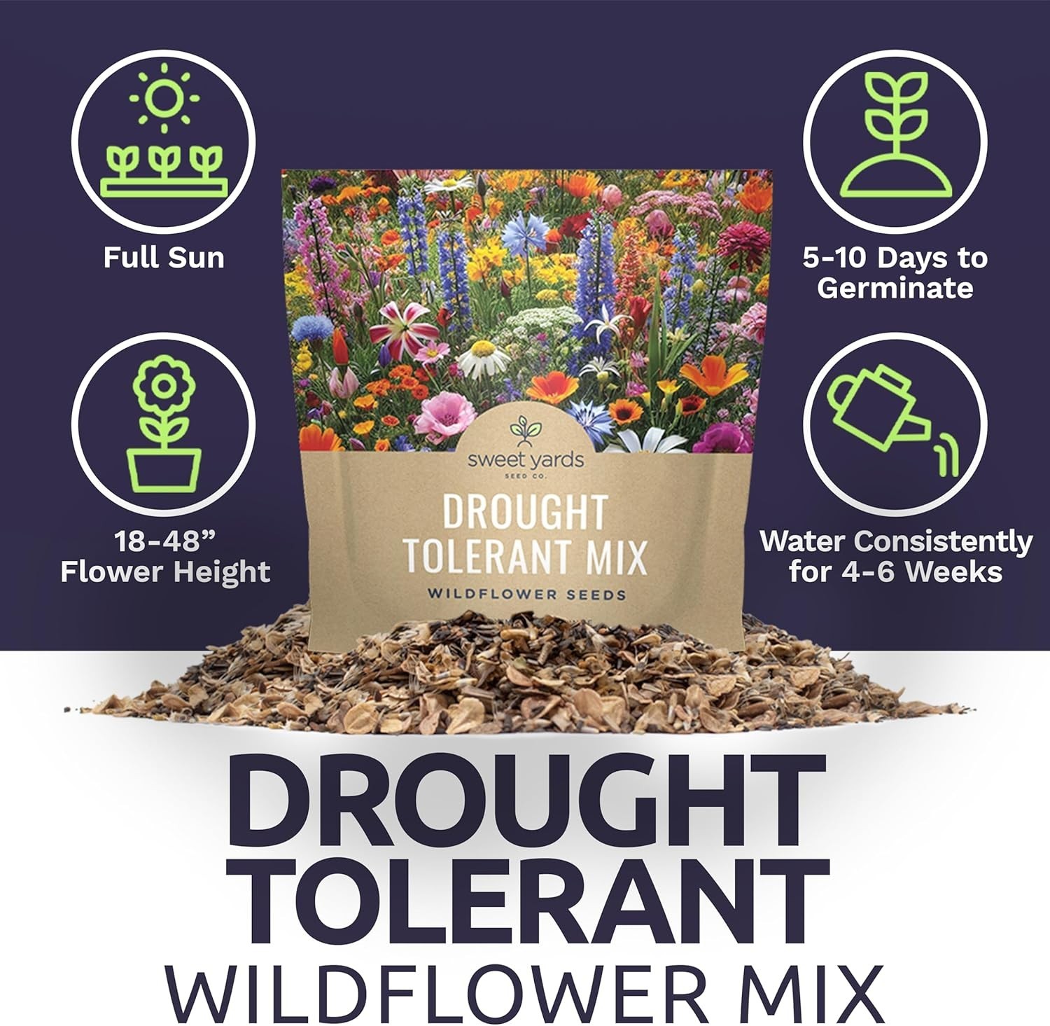 Extra Large Wildflowers Mix – 7,500 Non-GMO Seeds for Vibrant Gardens