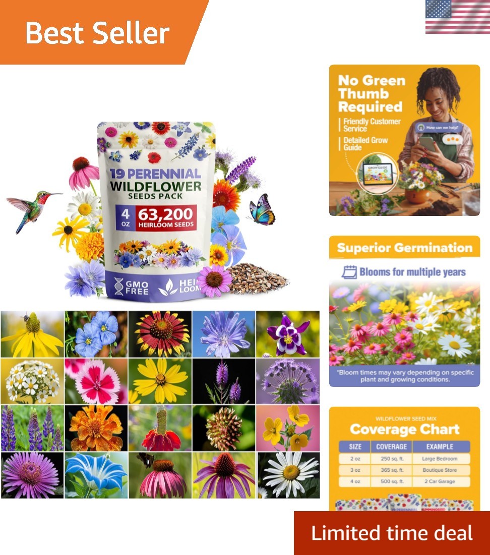 Eco-Friendly 19-Variety Wildflower Seeds – Perfect for Pollinators & Gardeners
