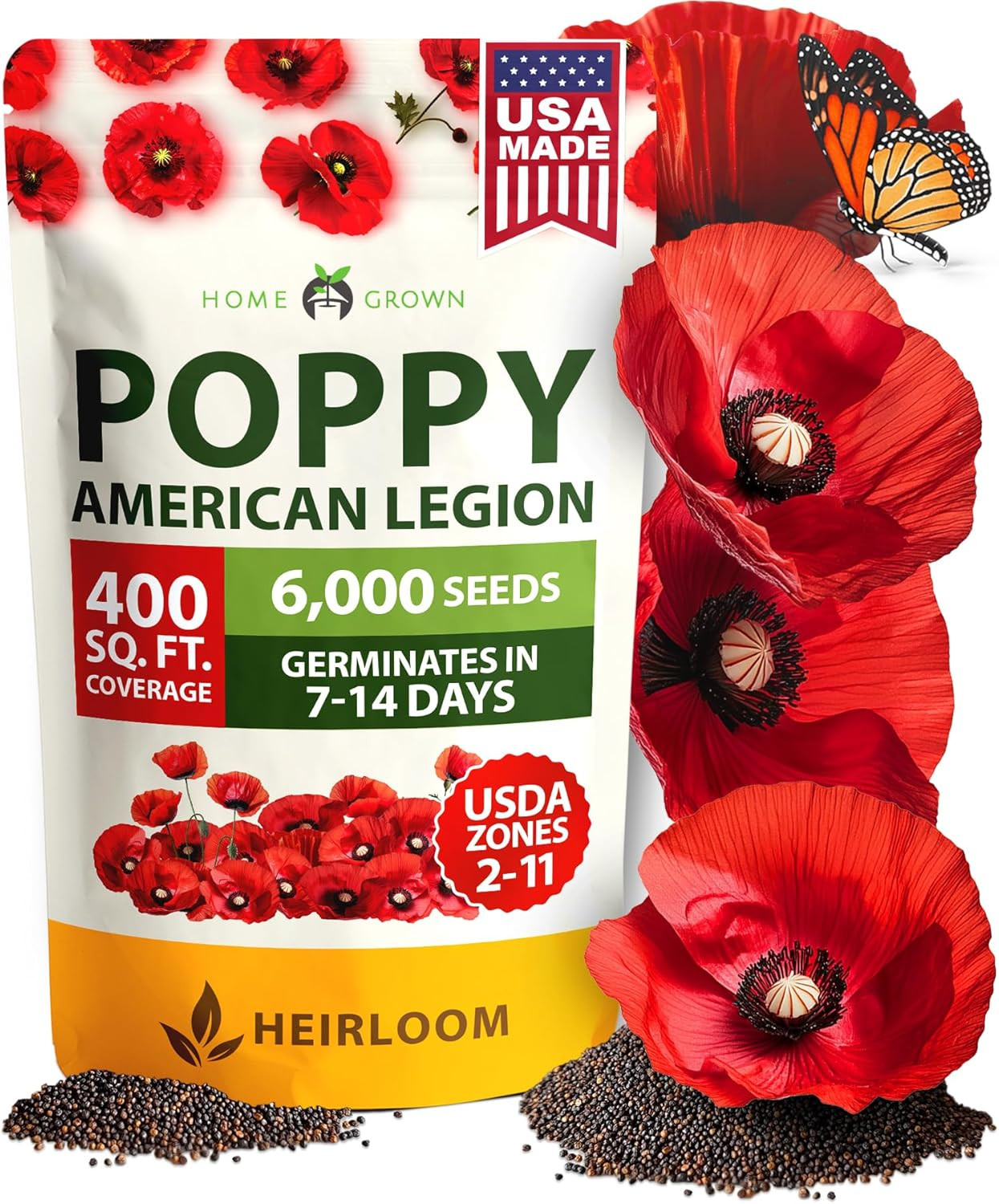Vibrant American Legion Red Poppy Seeds – 6,000 Annual Wildflowers