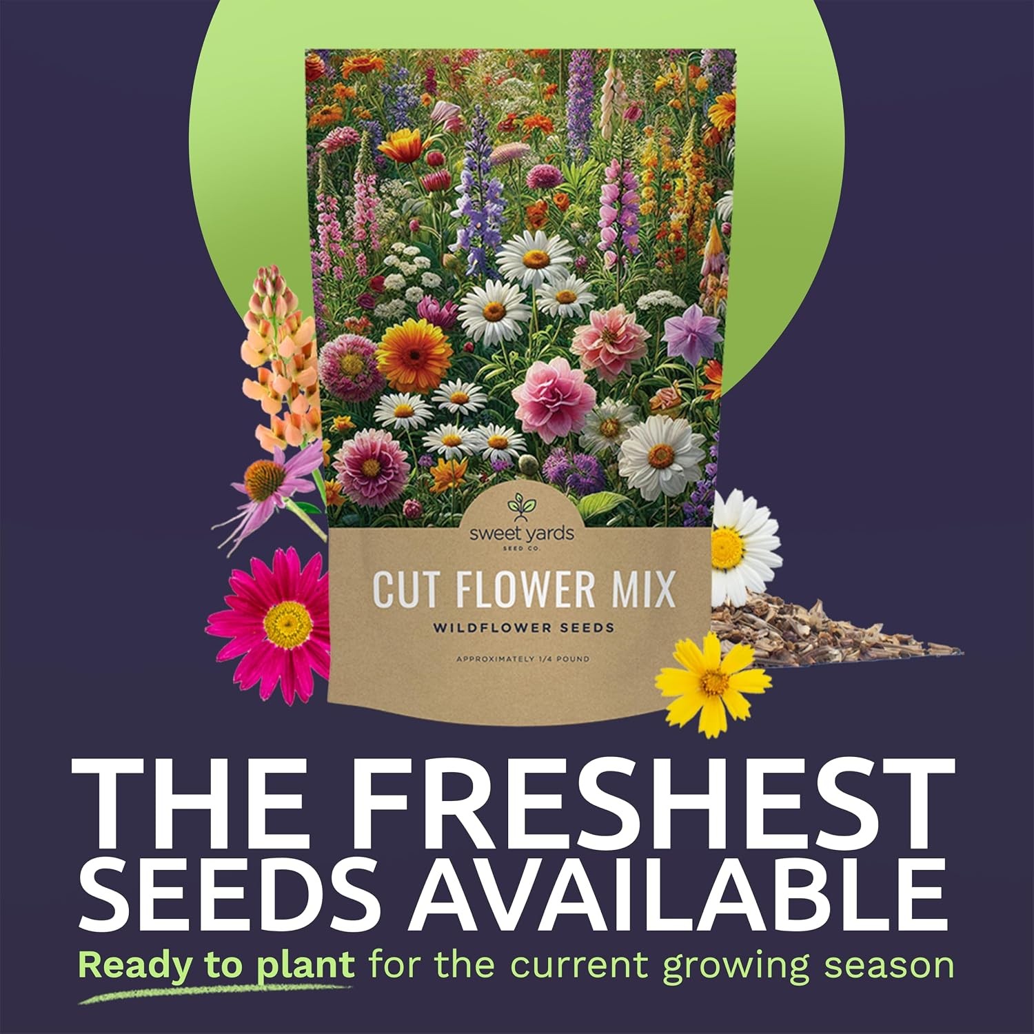 Cut Flower Garden Seeds – Bulk 1/4 Pound Bag – Over 30000 Fresh Open Pollinated
