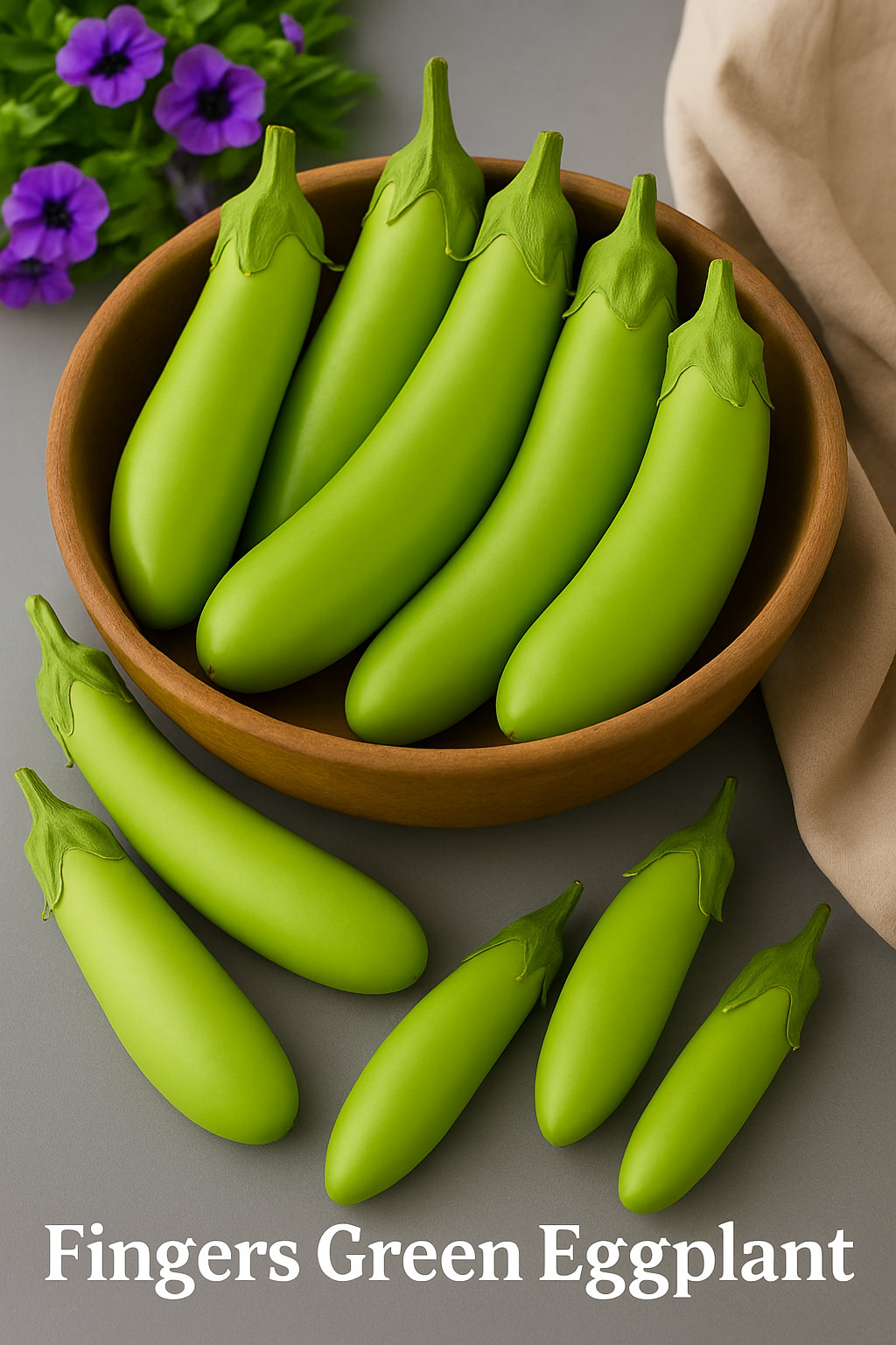 Fingers Green Eggplant Seeds Heirloom Non-GMO Garden 25 Seeds