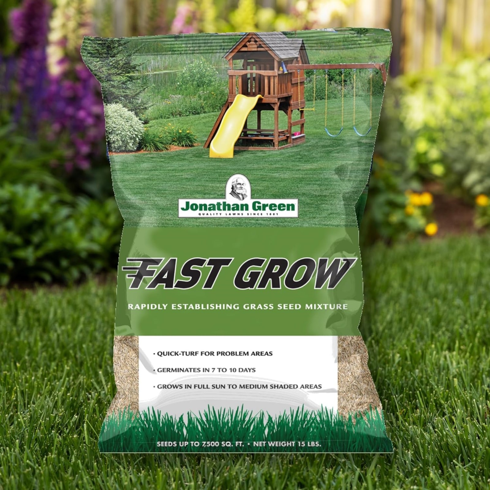 Jonathan Green (#10830) Fast Grow Grass Seed Mixture, 15lb bag, 4 Pack