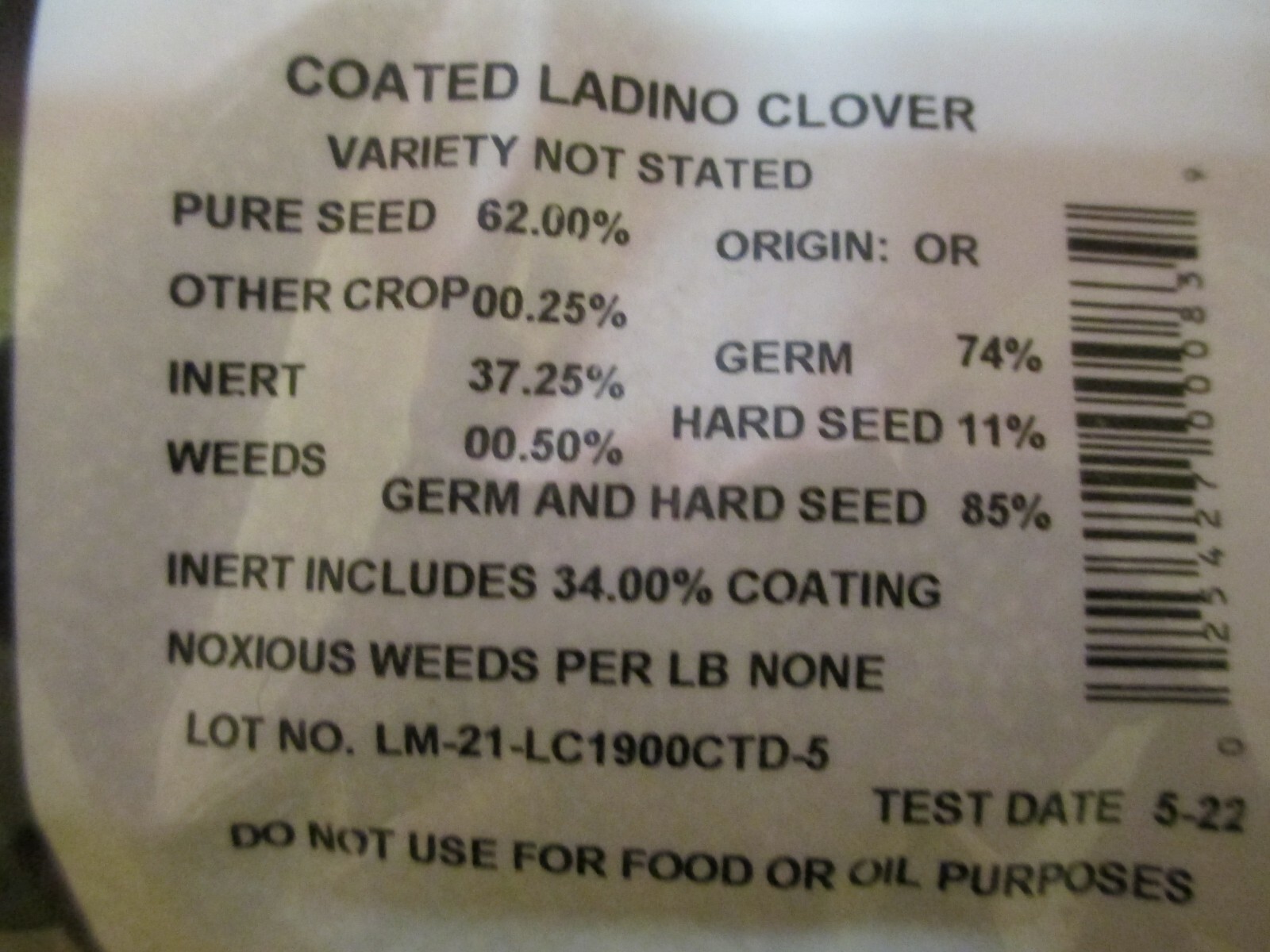 5 Lbs Hunter’s Pride White LADINO CLOVER SEED For Deer Food Plot & Bees Chickens