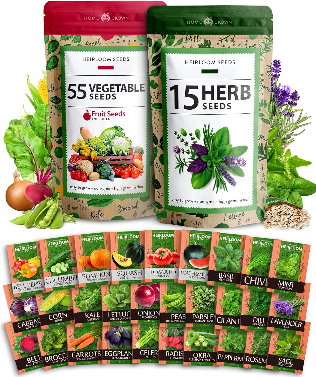 32,000+ Heirloom Seeds – 70 Unique Non-GMO Varieties for Indoor/Outdoor Garde…