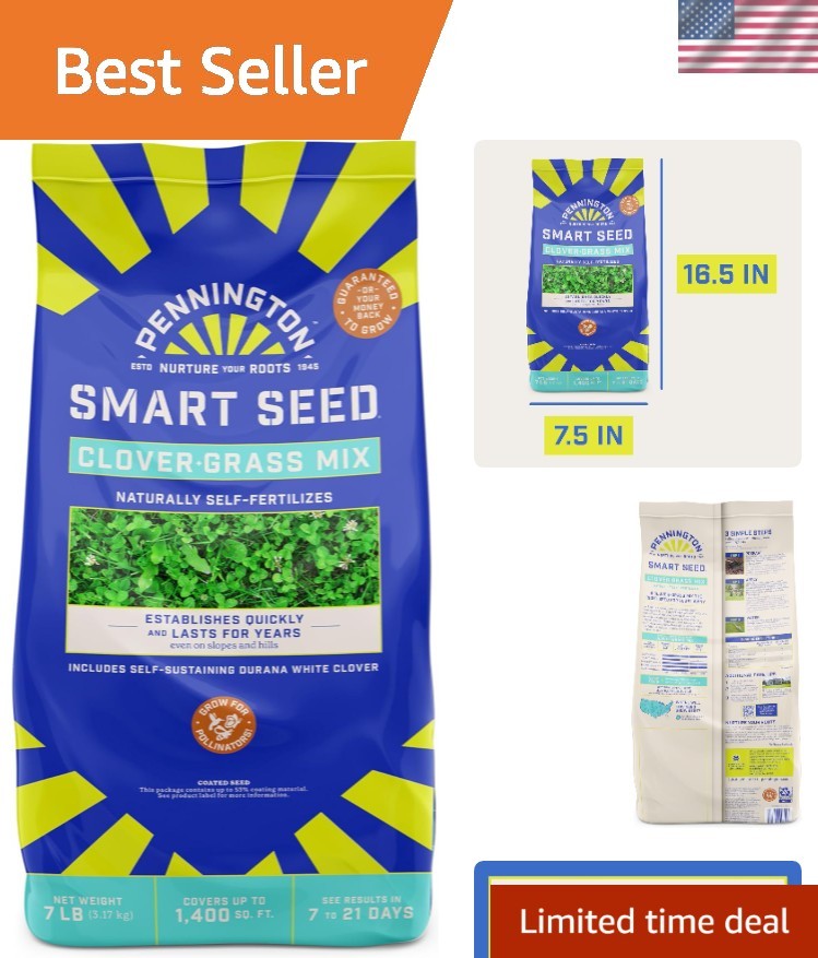 Smart Seed 7 lb Grass & Clover Mix – Covers 1,400 sq ft with Vibrant Greenery