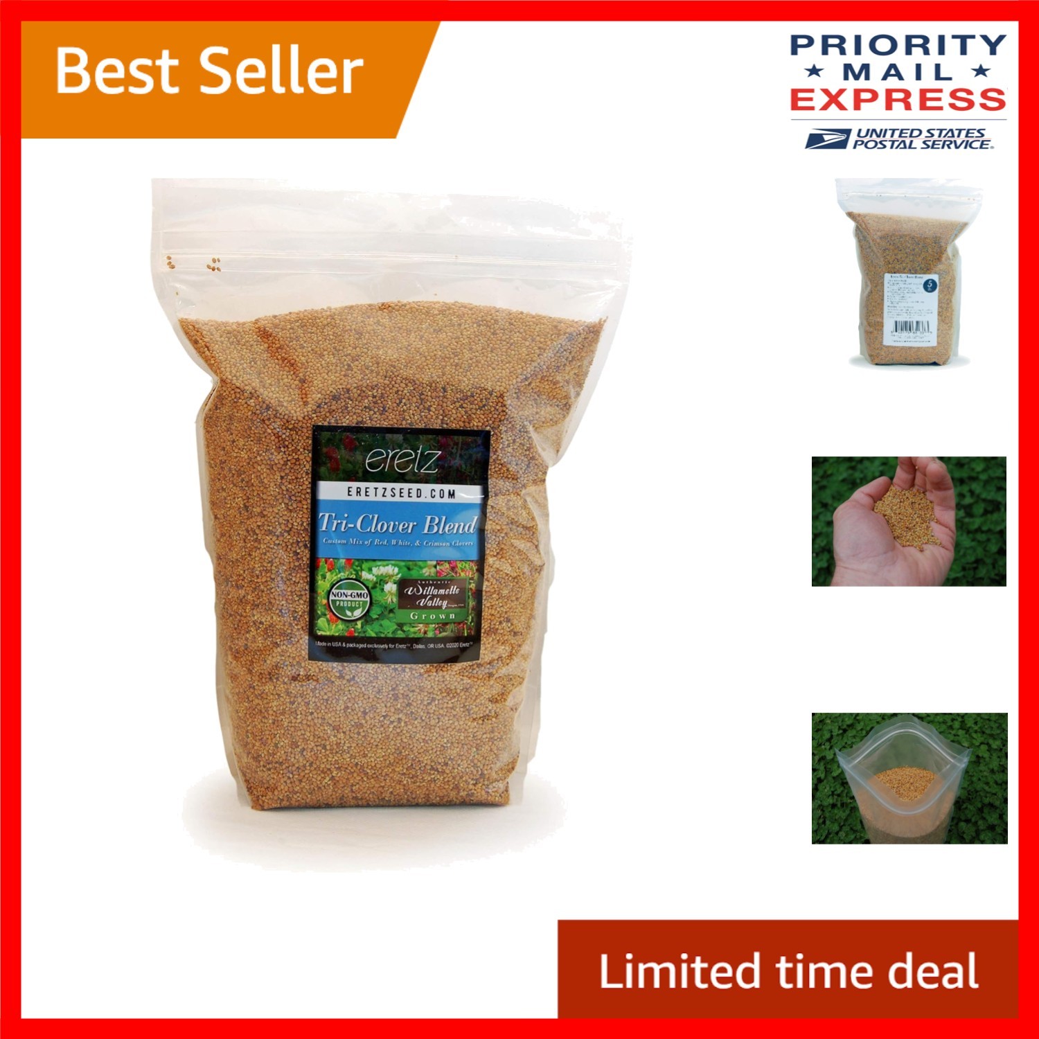 Organic Tri-Clover Seed Blend – 5lb for Pollinator Attraction & Soil Boost