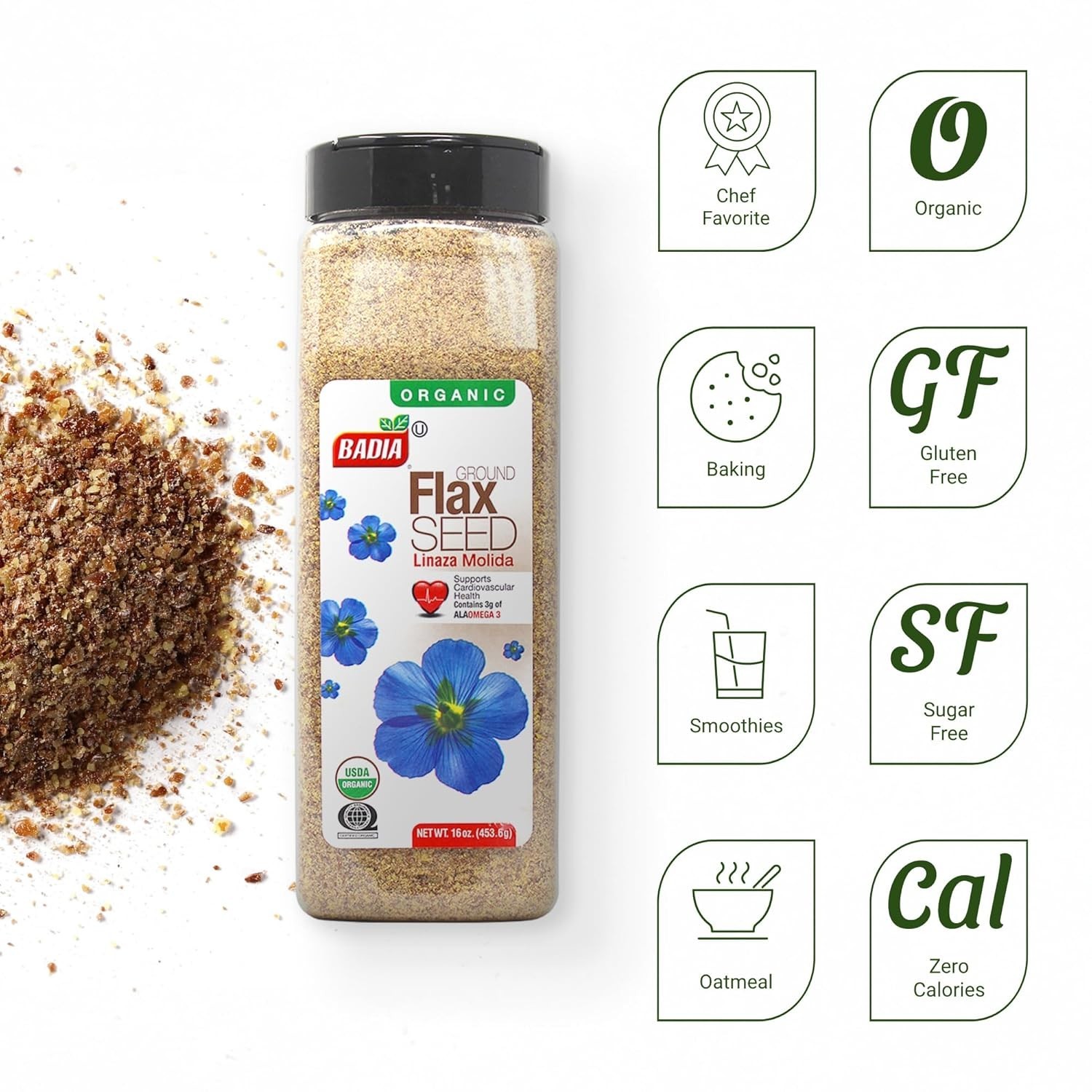 High-Fiber Organic Ground Flax Seed, 16 oz – Perfect for Smoothies & Baking