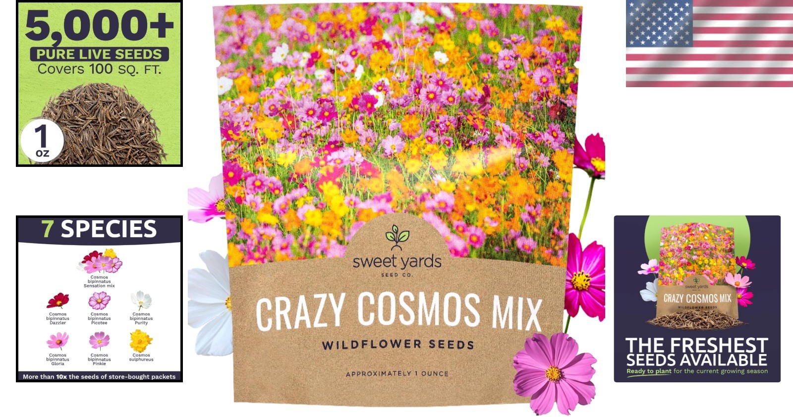 Cosmos Wildflower Seeds Mix – Bulk 1oz Packet