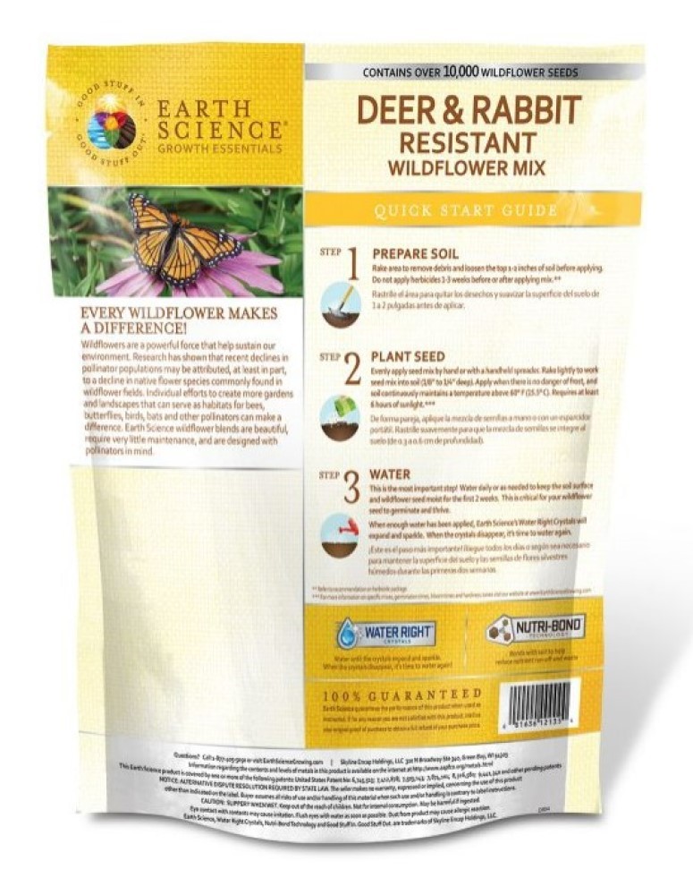 Earth Science 12135-6 Deer and Rabbit Resistant Wildflower Mix 2 lb.