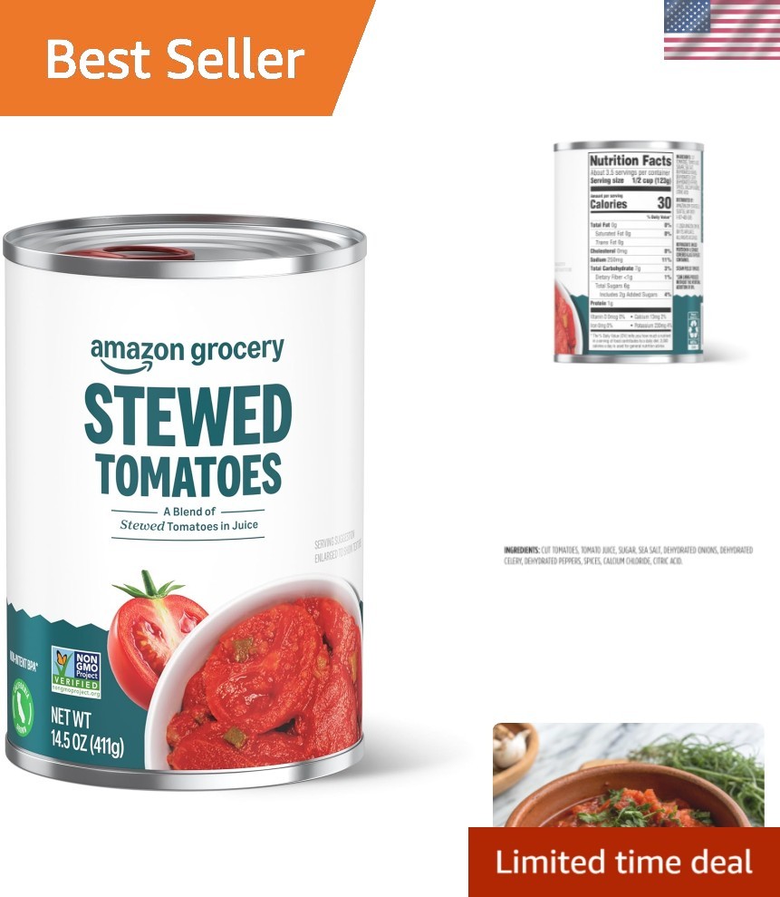 14.5 Oz Fresh Stewed Tomatoes from California – Vegetarian Meal Essential