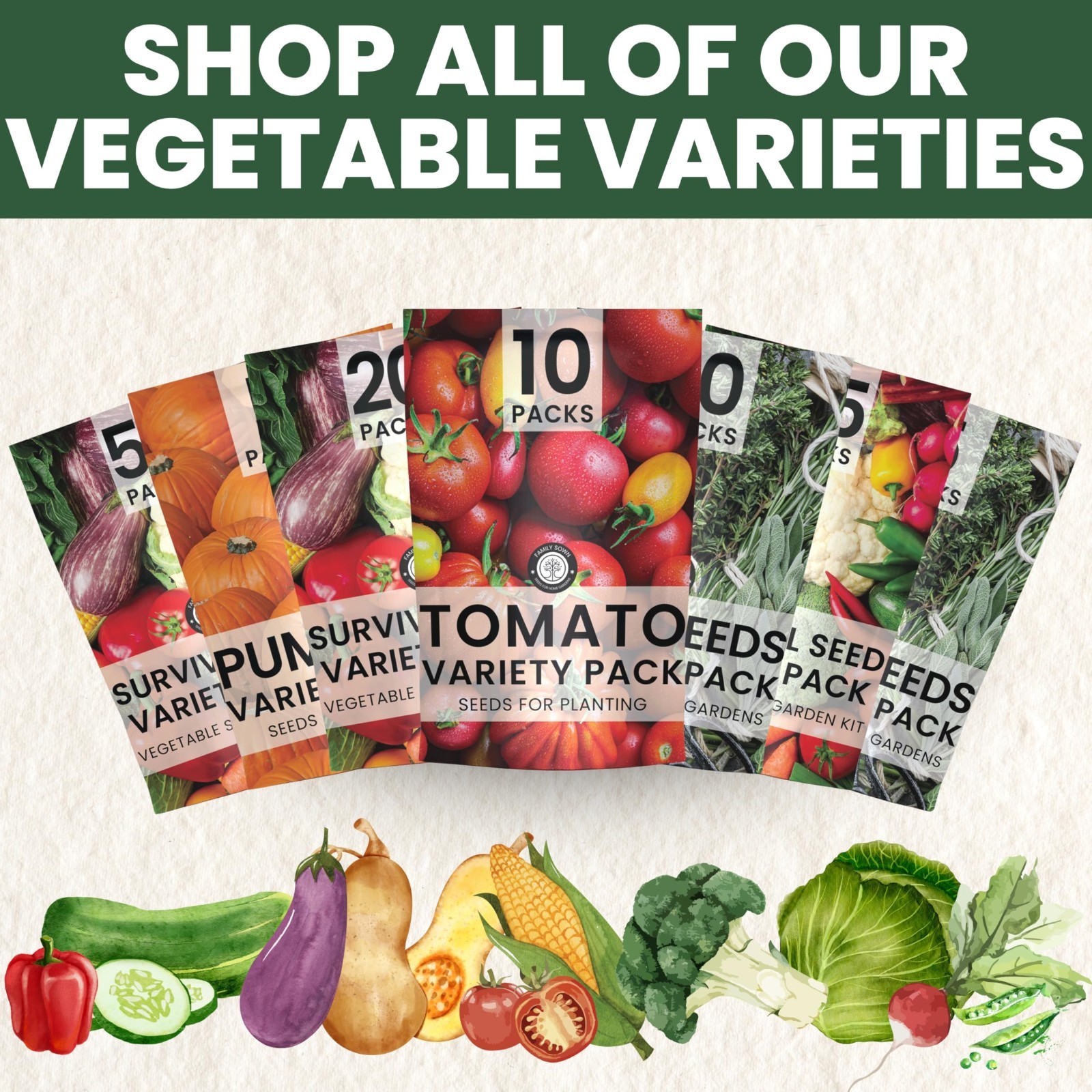 35 Vegetable Seed Packets | Survival Variety Pack | Emergency Seed Vault | 2026