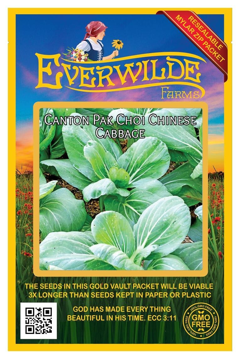 1 Oz Canton Pak Choi Chinese Cabbage Seeds – Everwilde Farms Mylar Seed Packet
