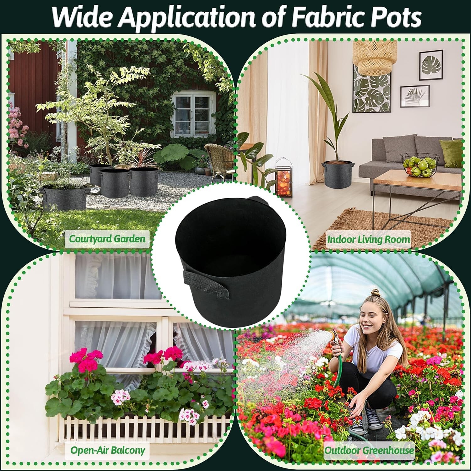5 Pcs Grow Bags 5 Gallon Plant Grow Bags Multi-Purpose Nonwoven Fabric Pots