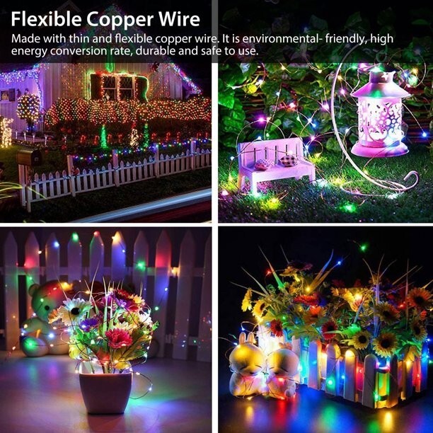 Solar Powered String Lights 200 LEDs Copper Wire Fairy Christmas Tree