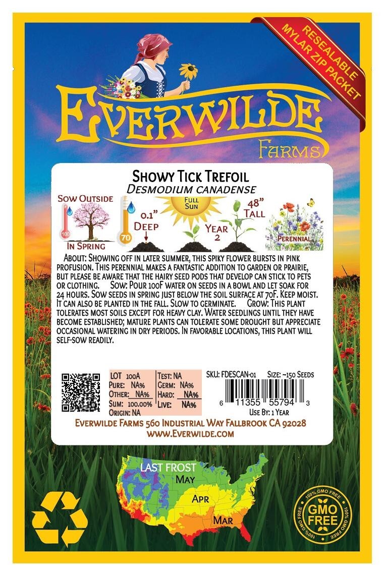 150 Showy Tick Trefoil Wildflower Seeds – Everwilde Farms Mylar Seed Packet