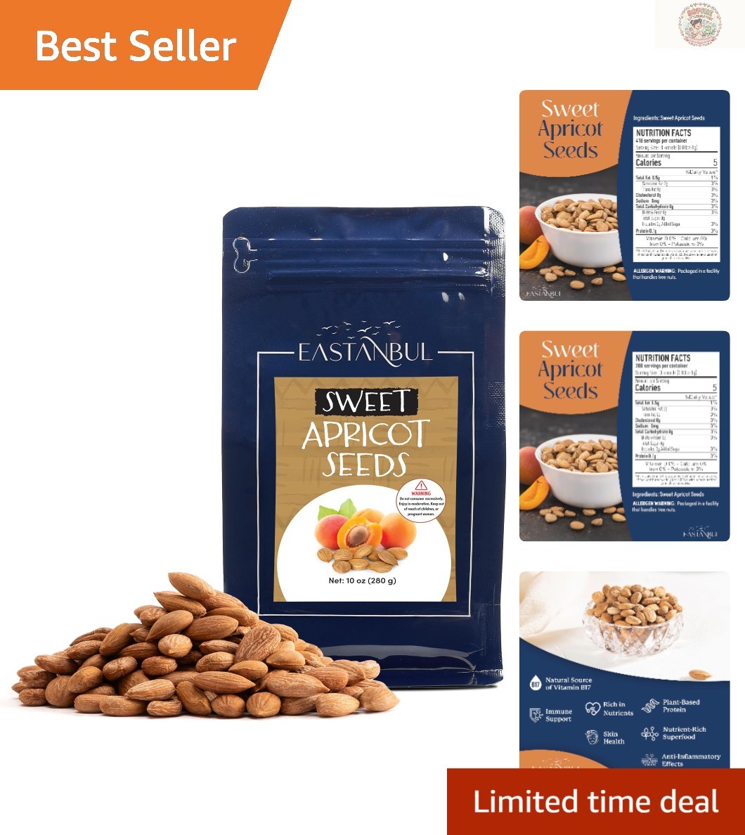 10oz Resealable Sweet Apricot Kernels – Natural, Healthy Snack Choice
